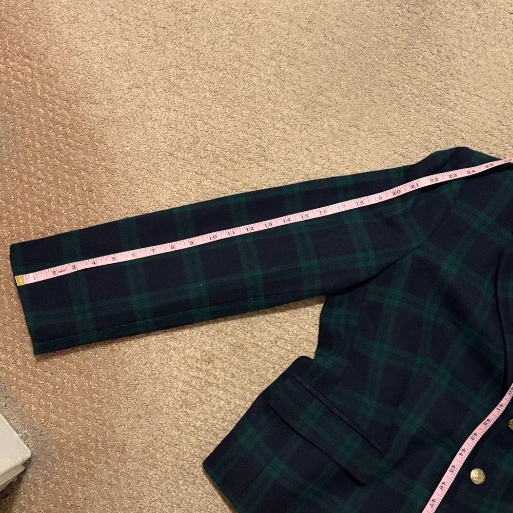Rare!! J. Crew Black-watch (Black, Navy and Green) Plaid women’s wool Blazer. - Picture 6 of 9